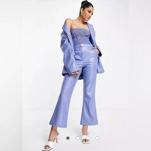 ASOS Curve New with tag leather look kickflare pants in lilac plus size …